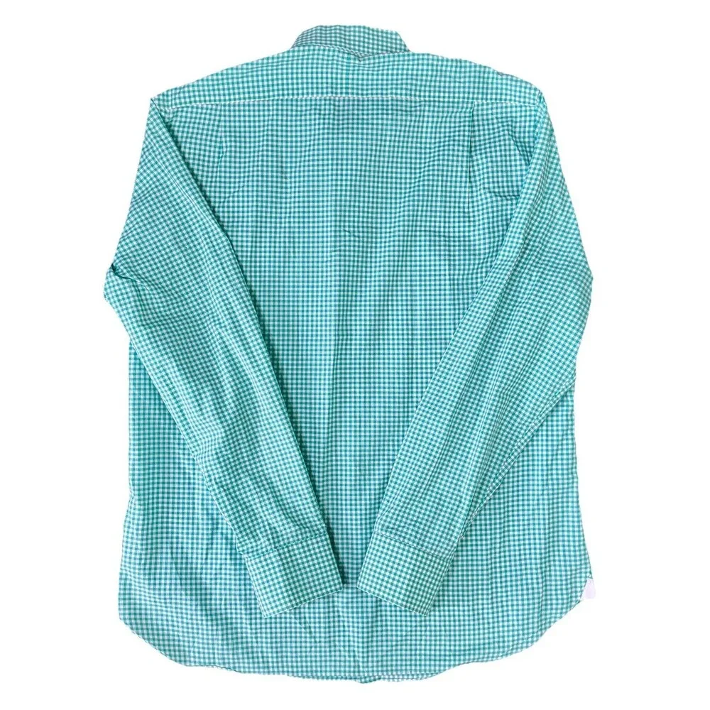 J Crew Ludlow Mens Size Lg Green Gingham Premium Dress Shirt‎ Button Down Preppy